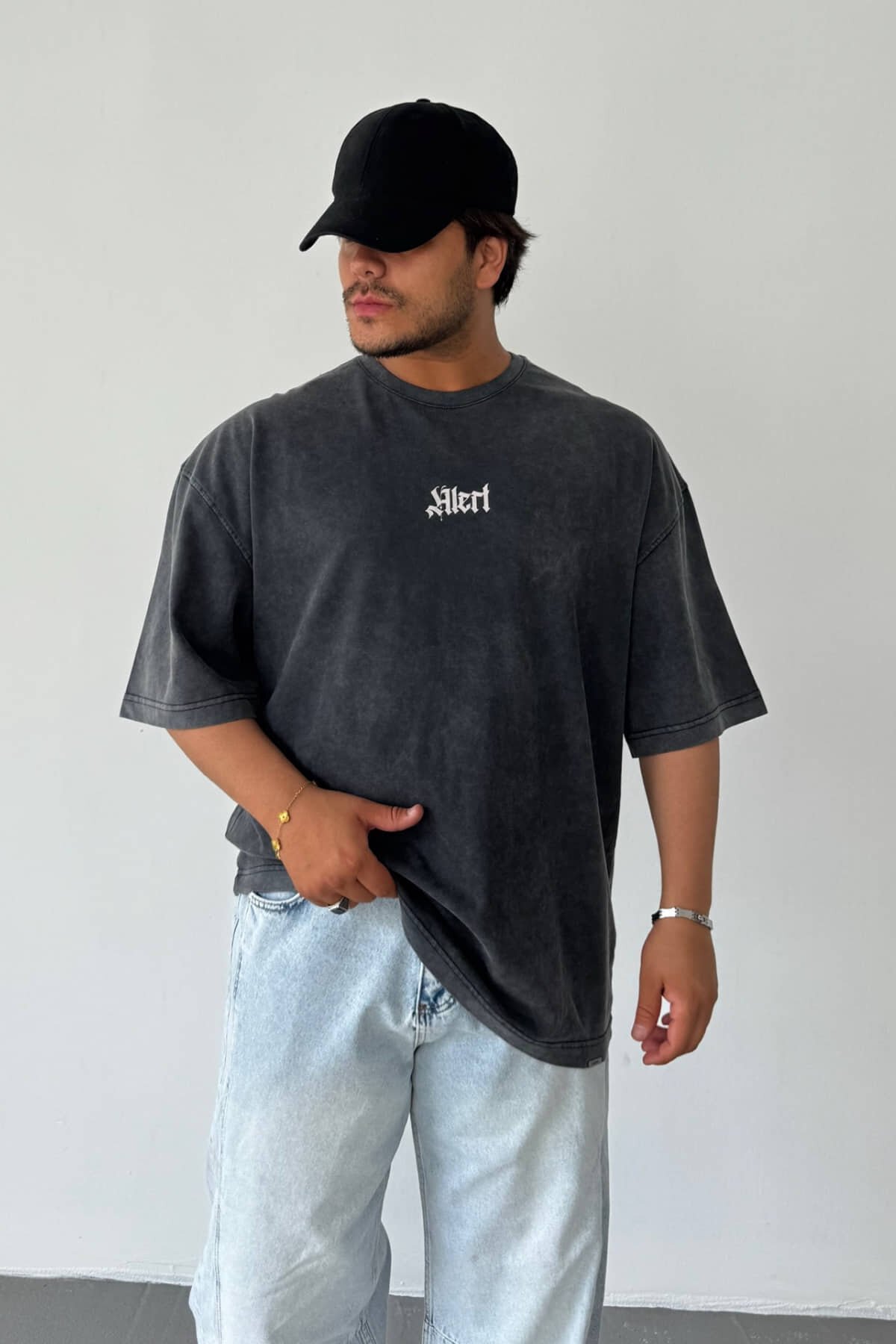 Antrasit Yüksek Kalite Sırt Baskılı T-shirt