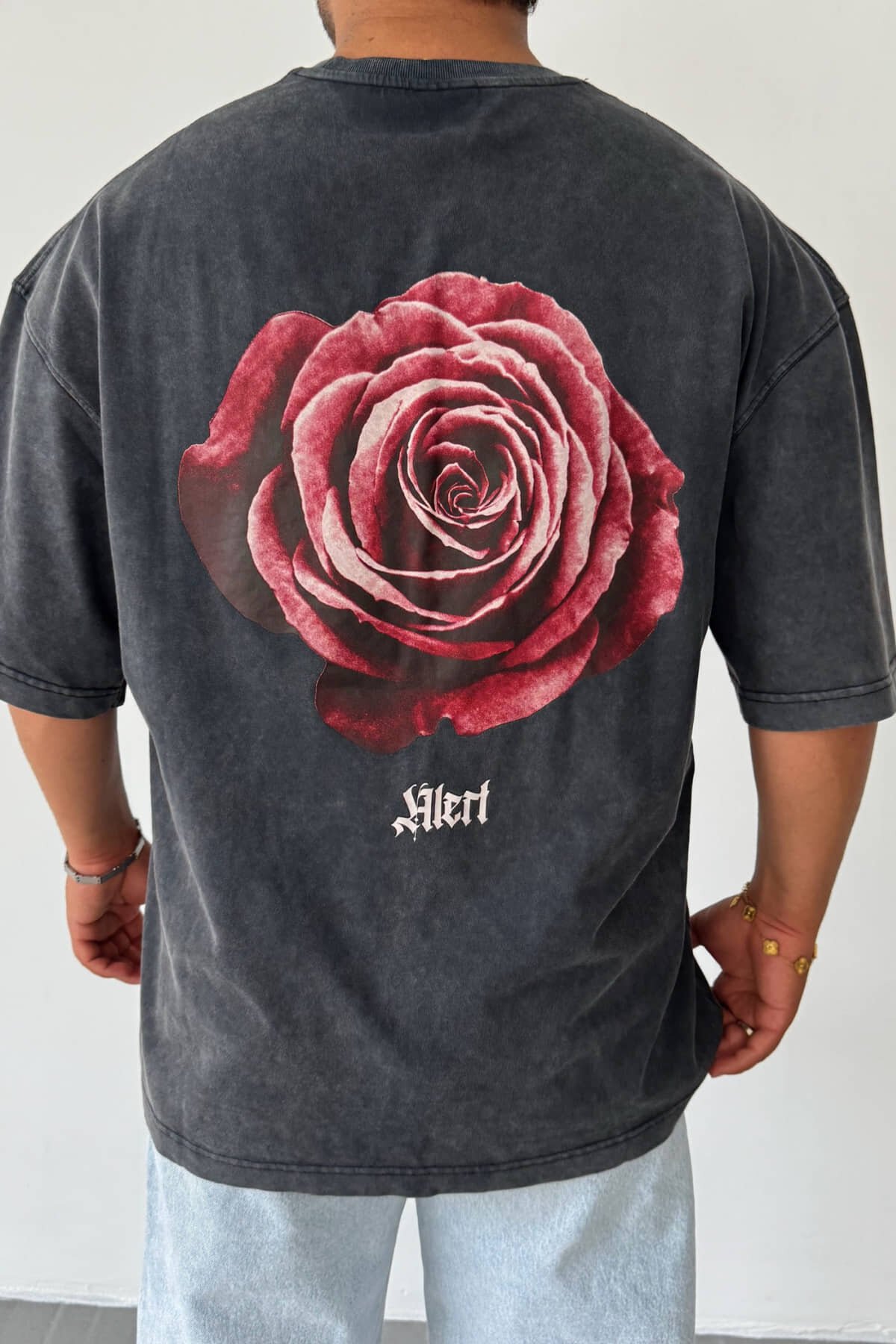 Antrasit Yüksek Kalite Sırt Baskılı T-shirt