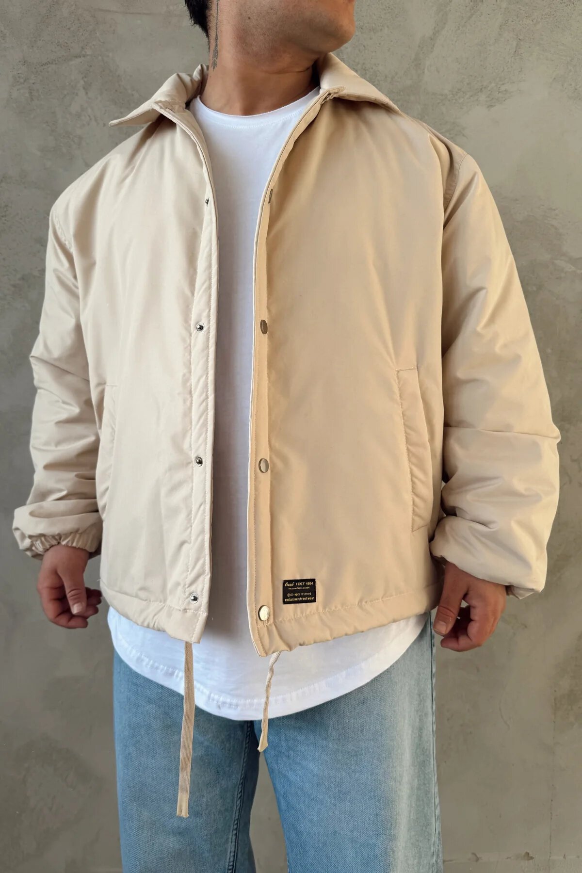 Basic Button-Up Coat Cream