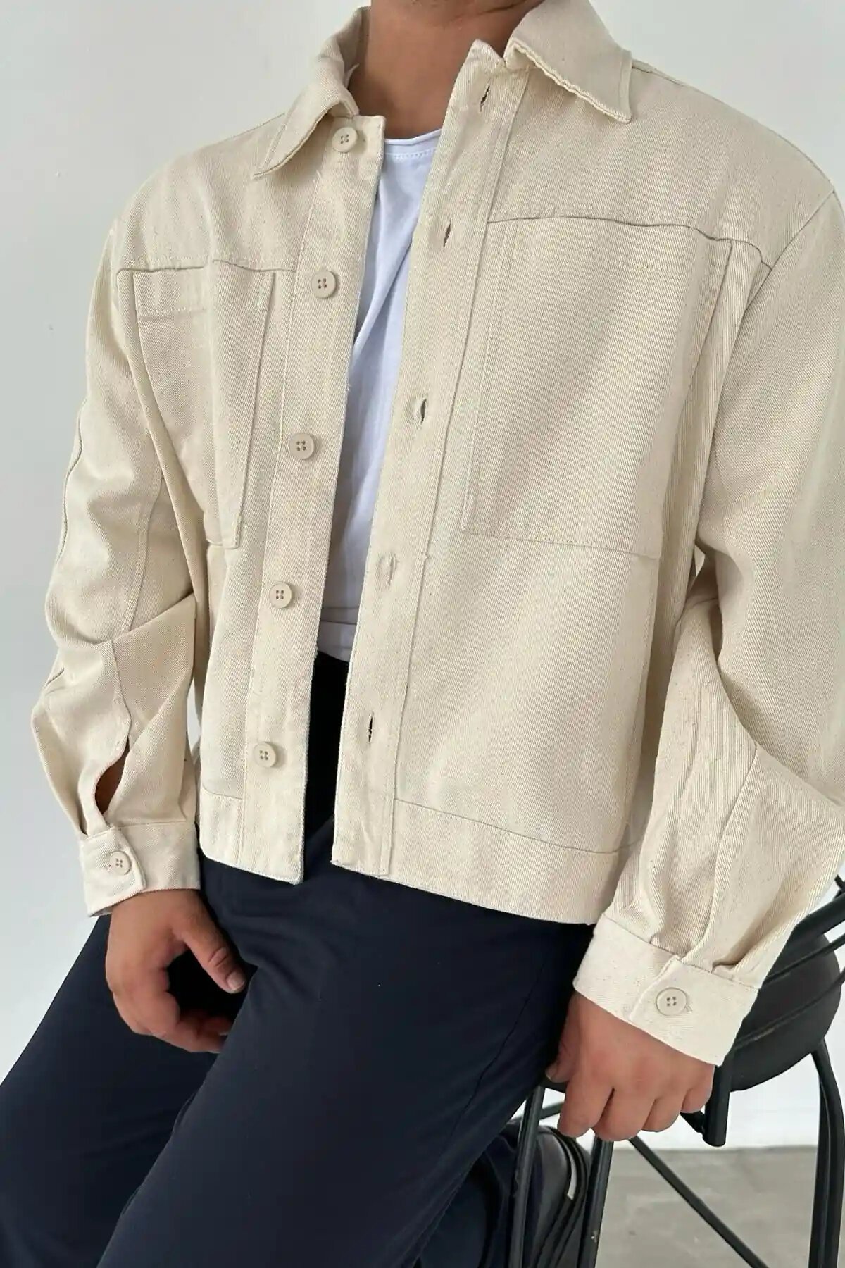 Double-Pocket Short Jacket Beig