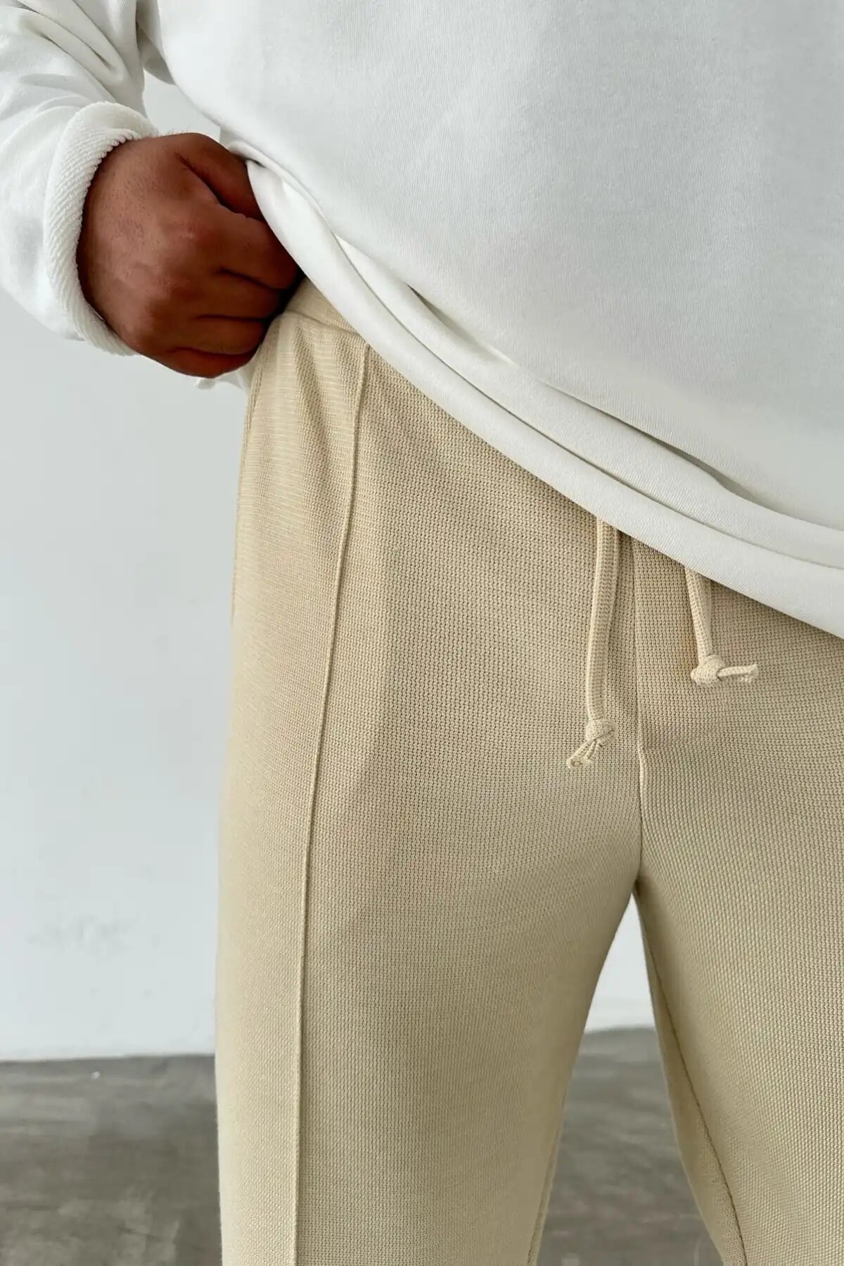 High-Waisted Boyfriend Pants Cream