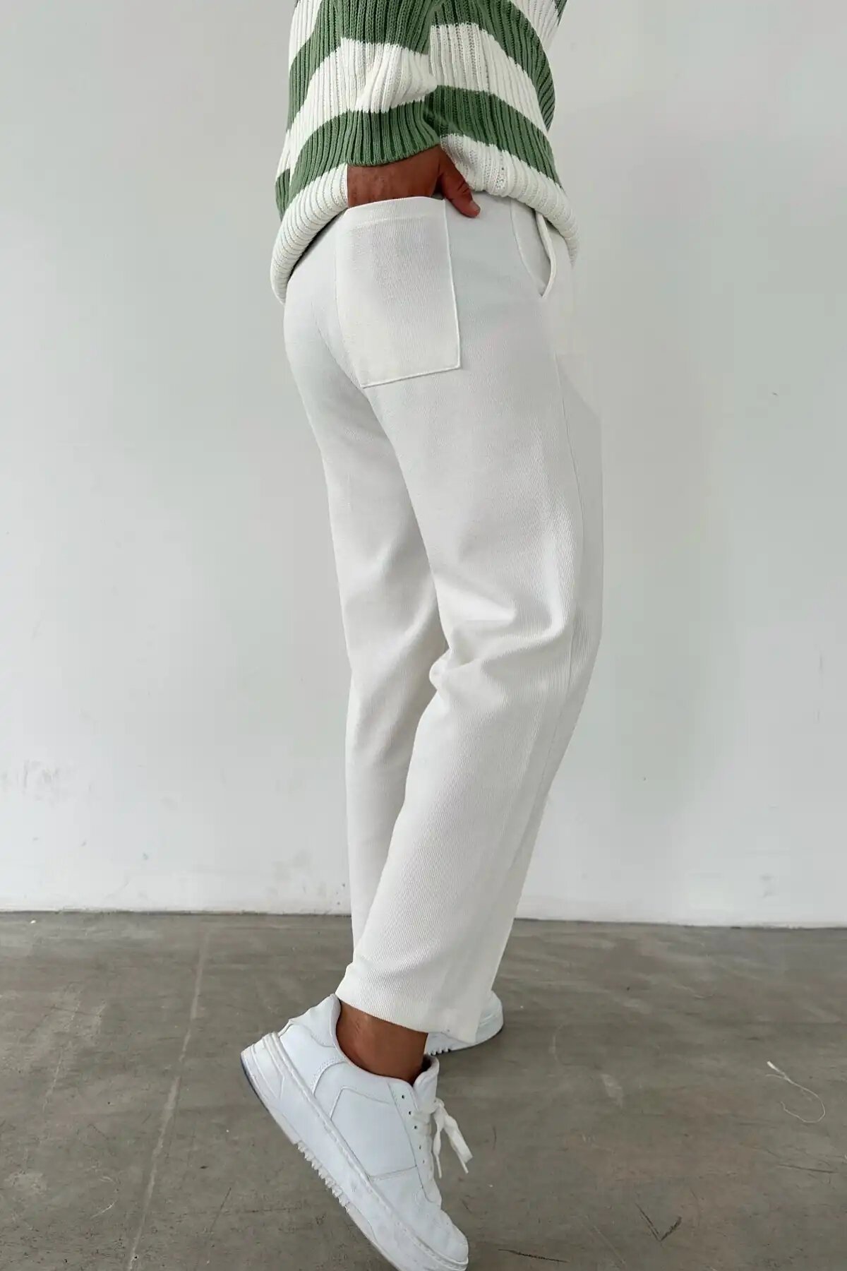 Regular Fit Gabardine Harvest Pants White