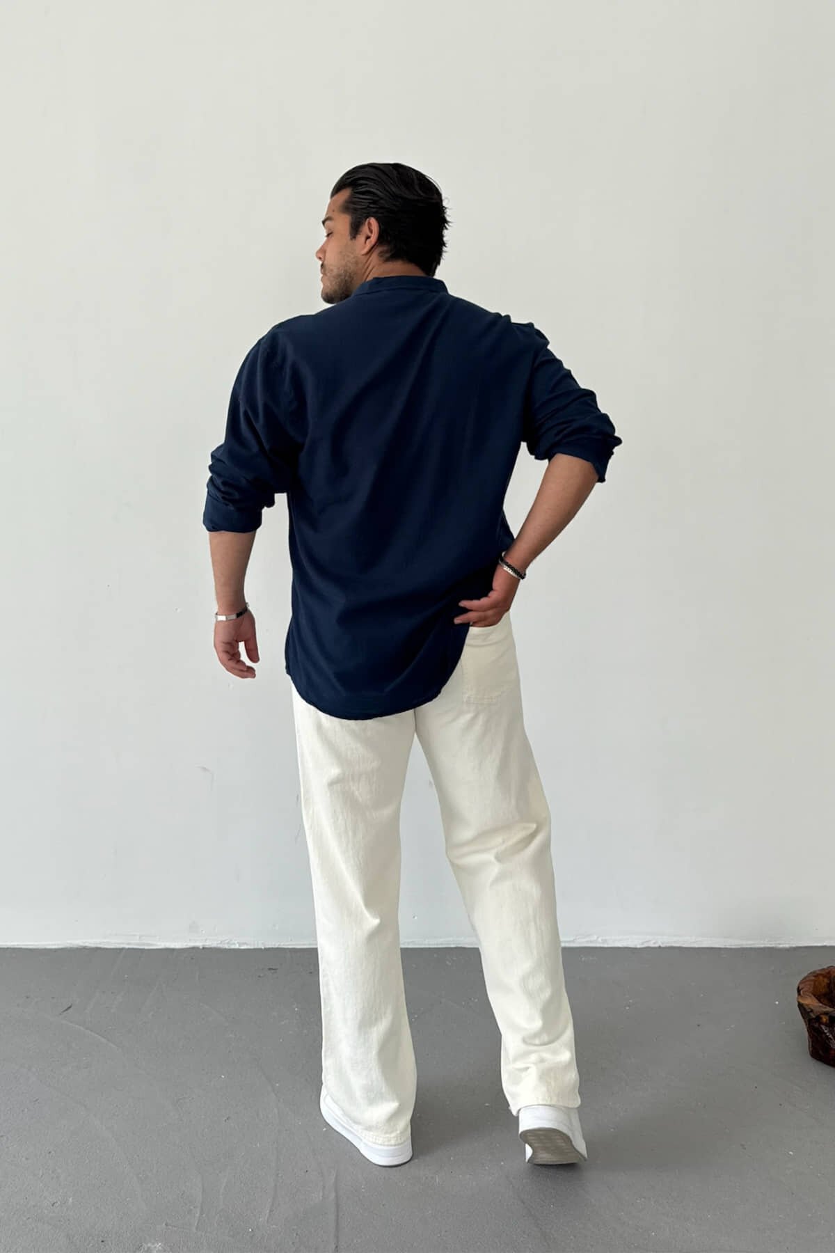 Ekru Gabardin İpli Baggy Pantolon