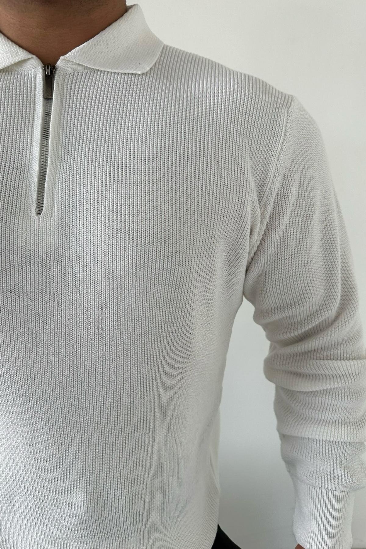 Zip-Up Knitwear White