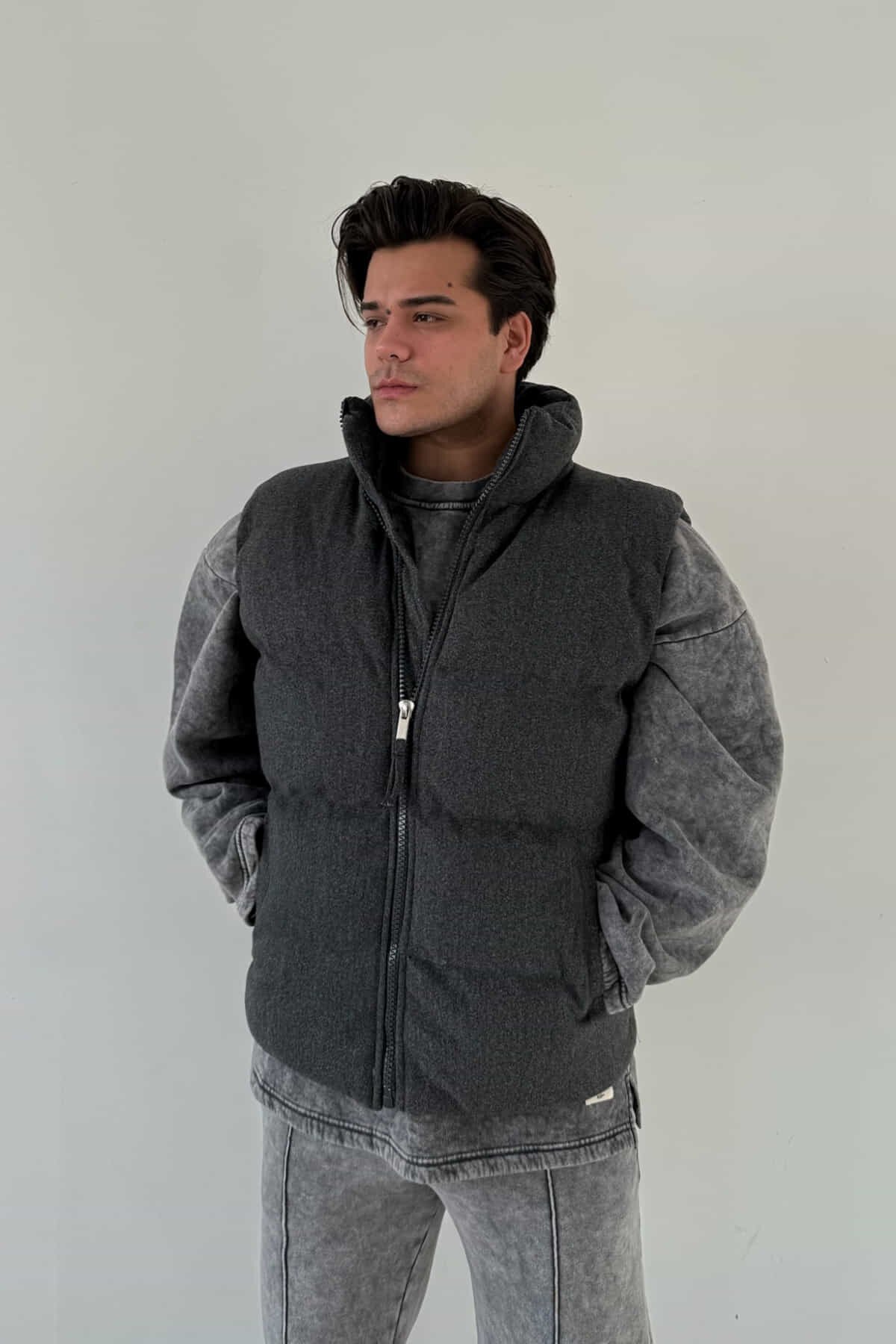 Charcoal Puffer Felt Vest