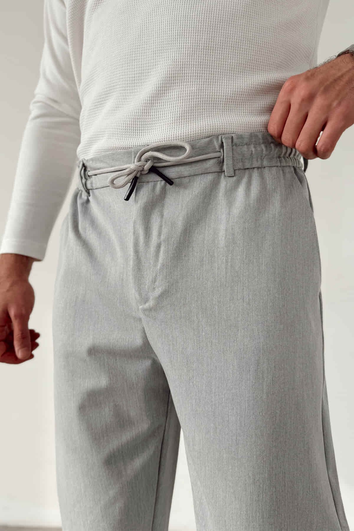 Gri Bel Lastikli Jogger Pantolon