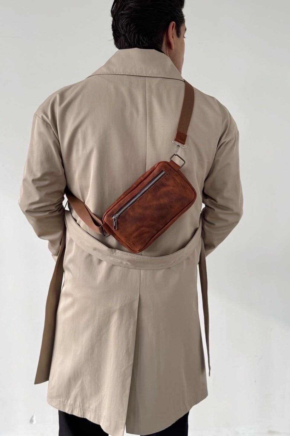 Brown Genuine Leather Crossbody Bag