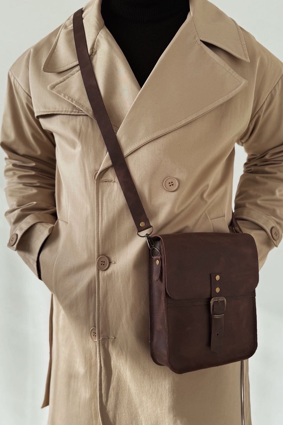 Brown Genuine Leather Messenger Bag