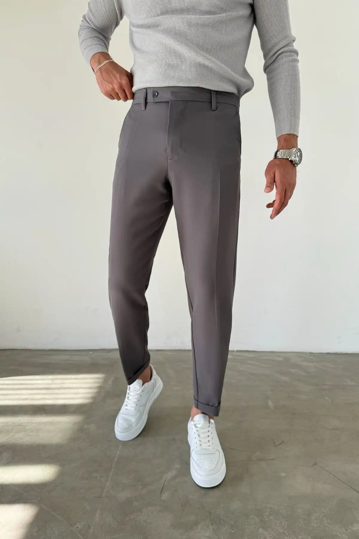 Short-Tongue Fabric Pants Gray