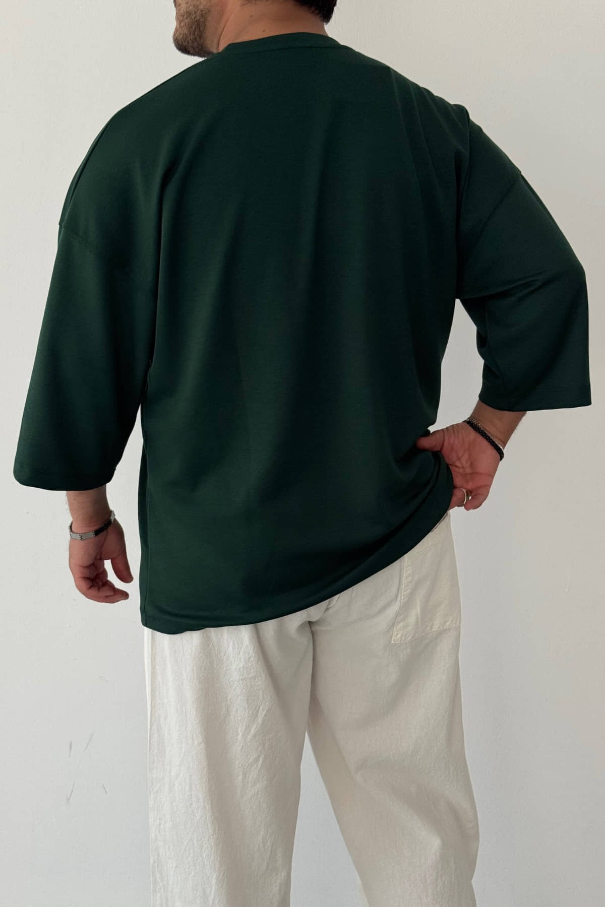 Yeşil Oysho Kumaş Fakir Kol T-shirt
