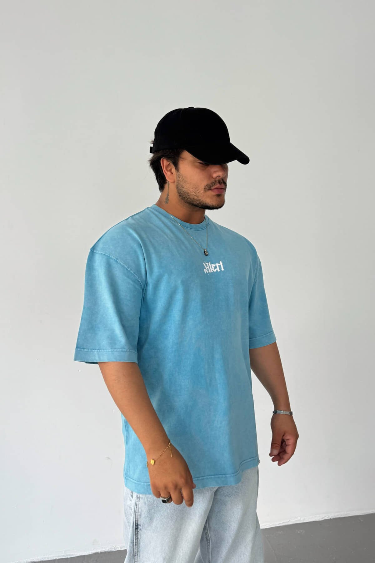Mavi Yüksek Kalite Sırt Baskılı T-shirt