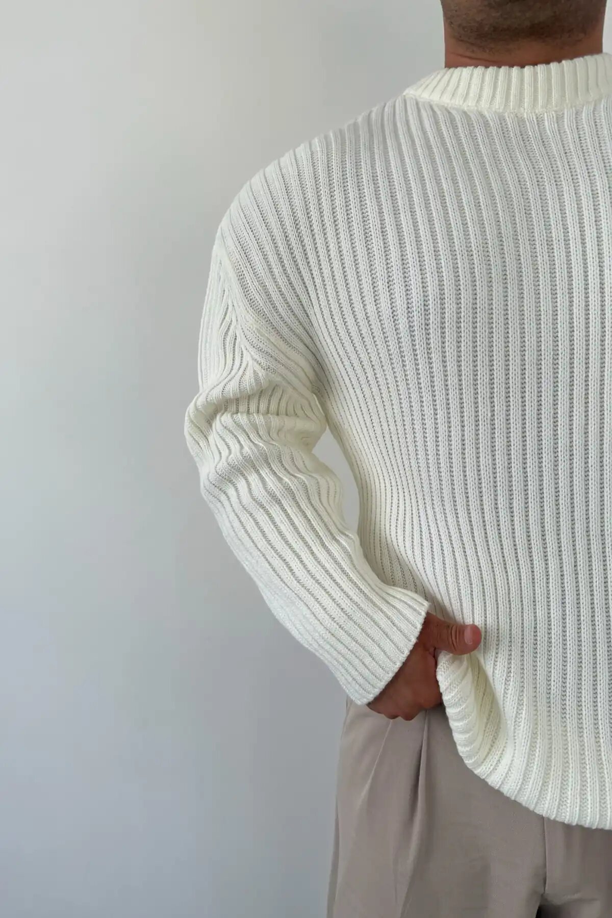 Knit Crew Neck Sweater Ecru