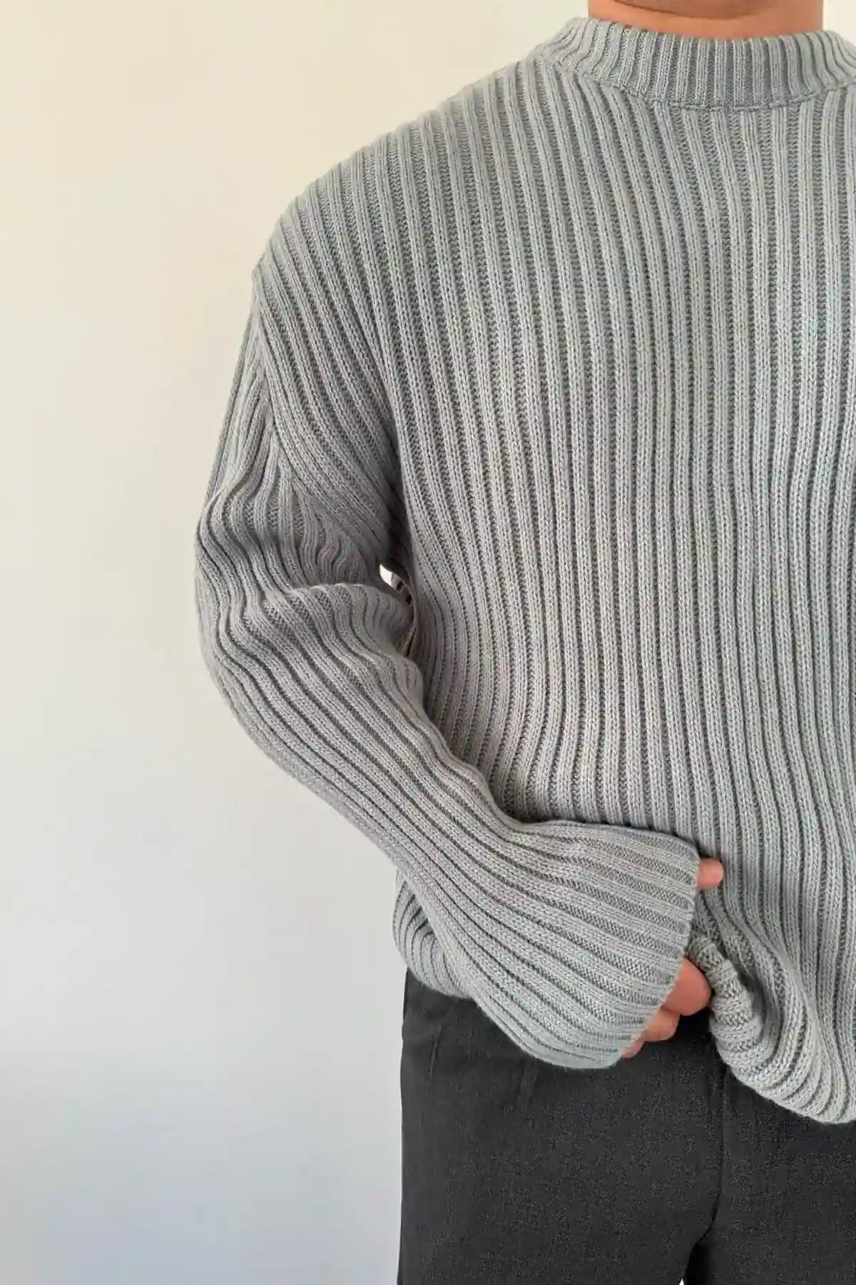 Knit Crew Neck Sweater Gray