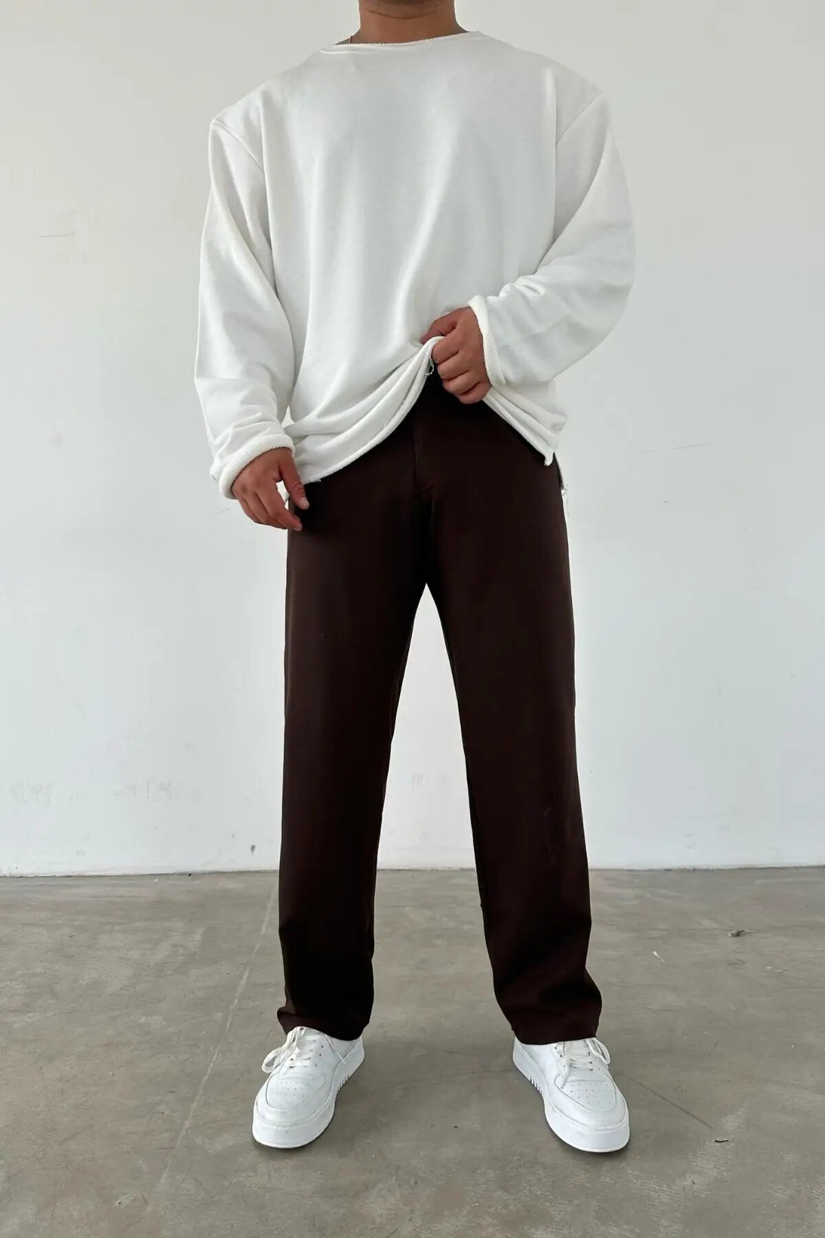 Pleated Baggy Dark Brown Pants