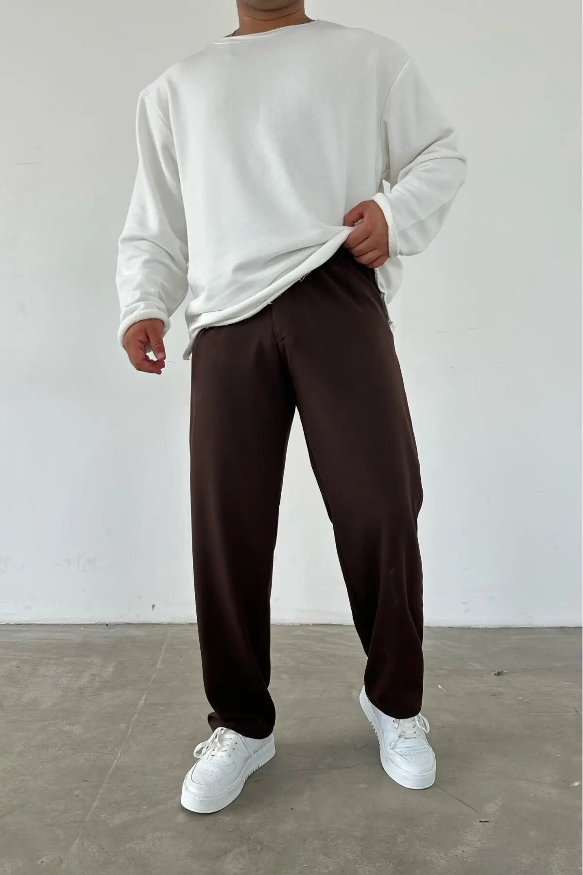 Pleated Baggy Dark Brown Pants