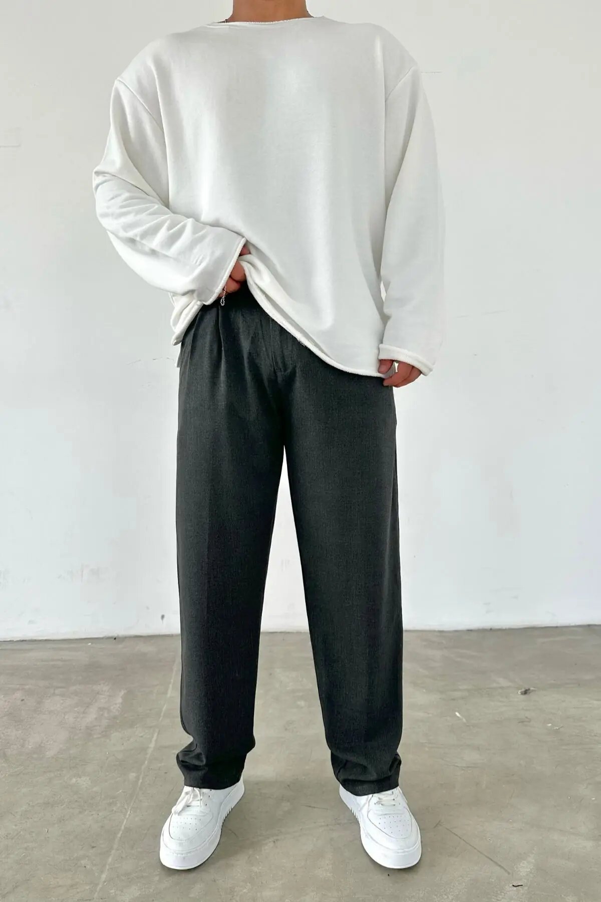 Pleated Baggy Charcoal Pants