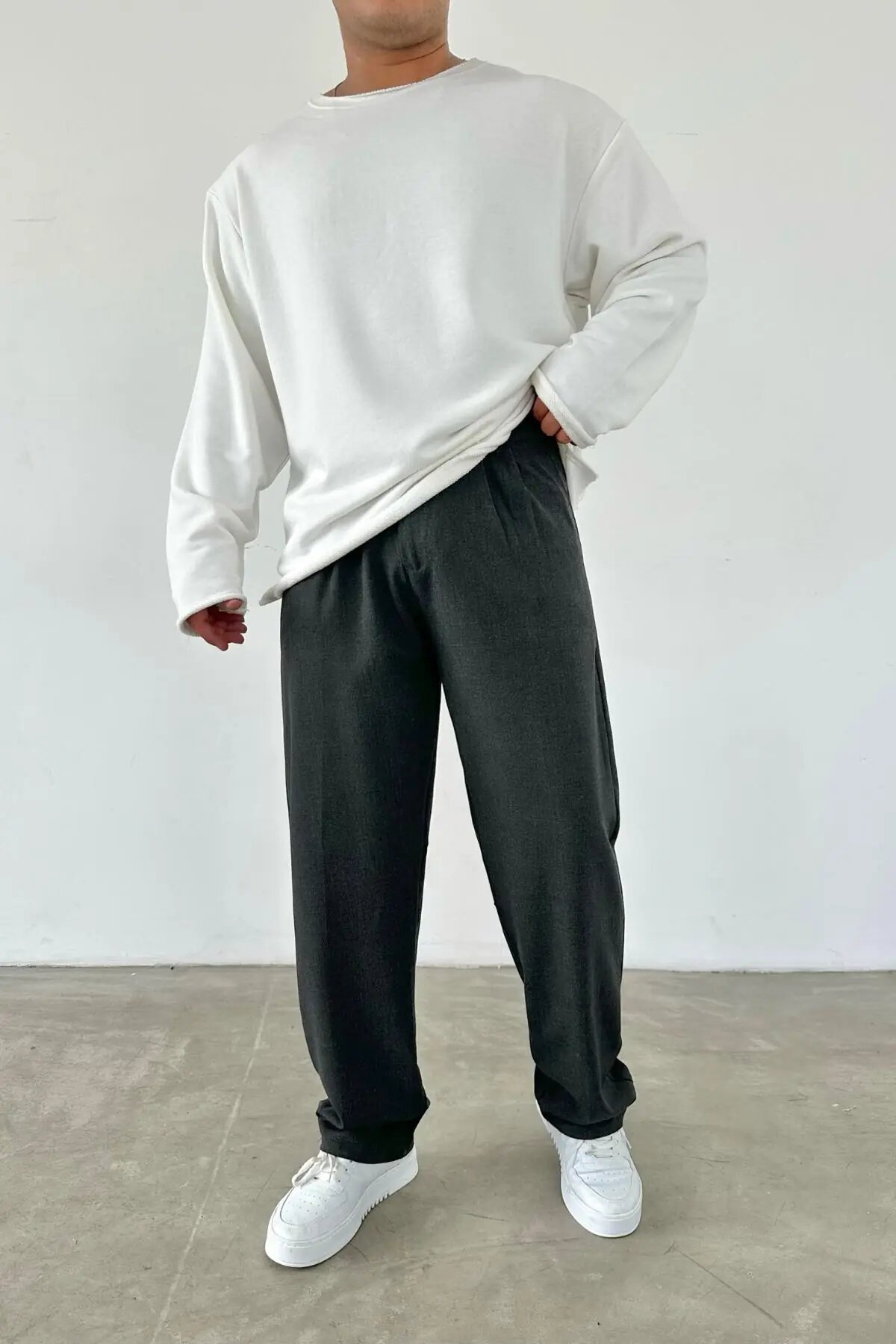 Pleated Baggy Charcoal Pants