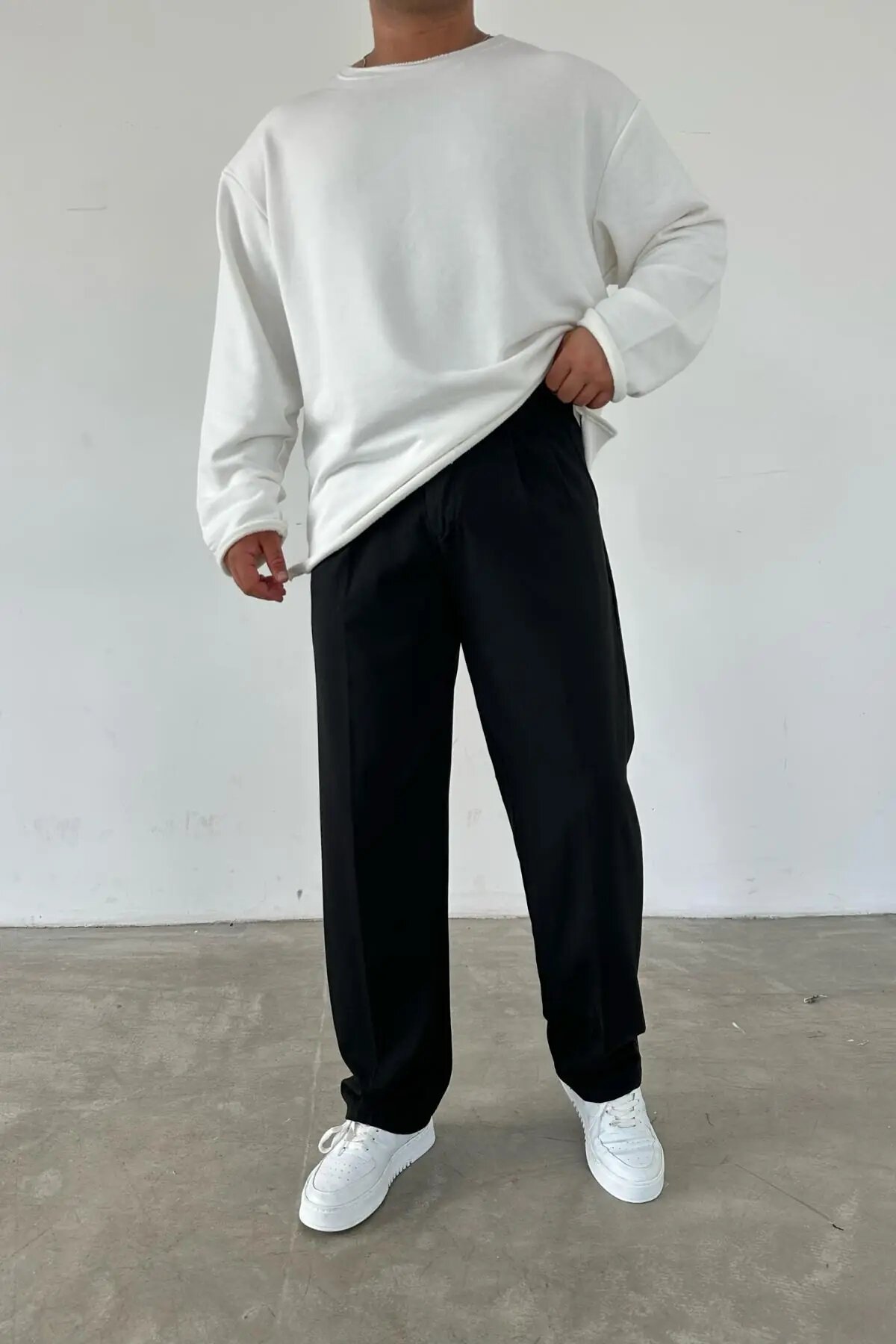 Pleated Baggy Black Pants