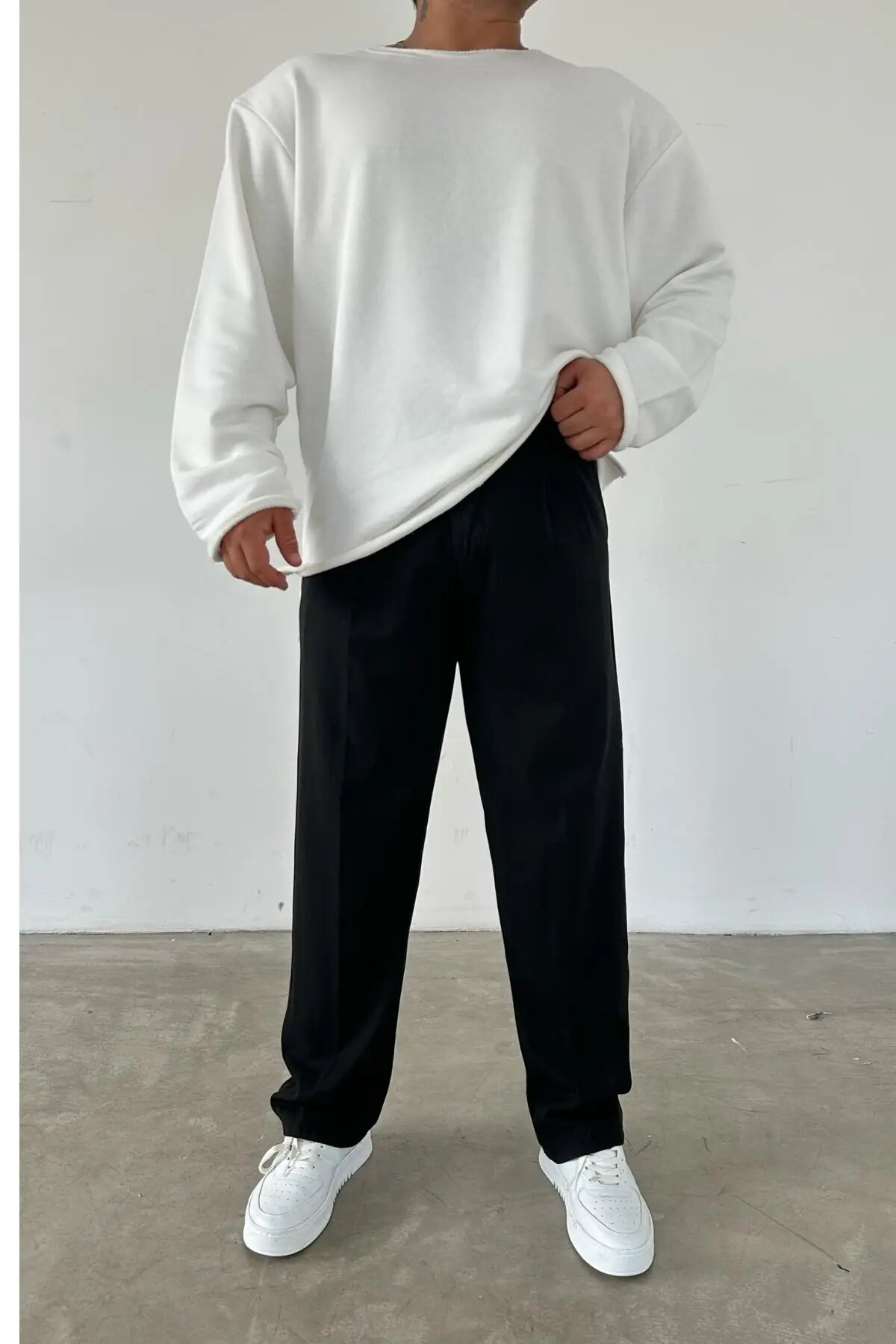 Pleated Baggy Black Pants