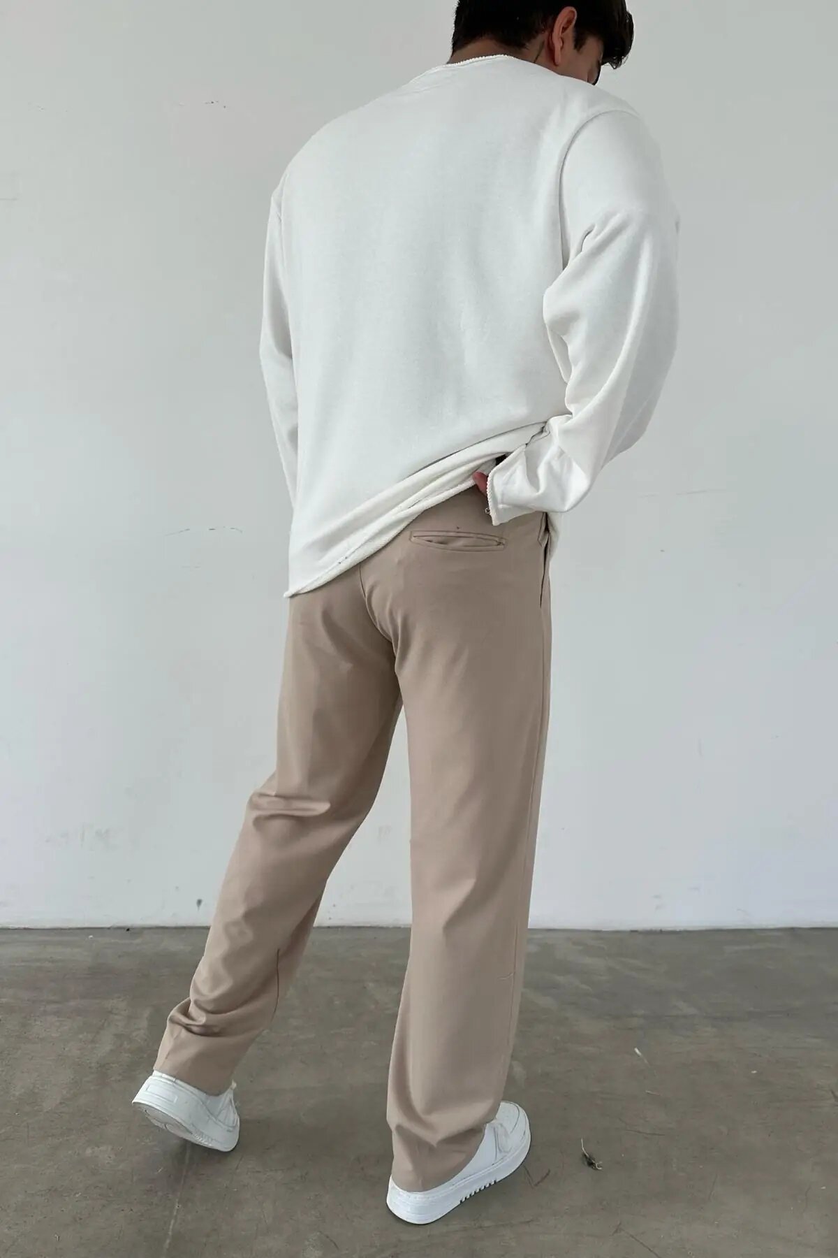 Pleated Baggy Cream Pants