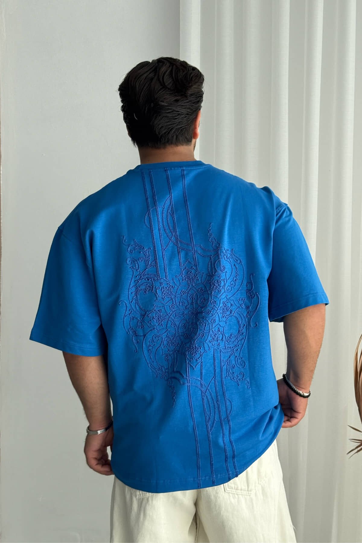 Saks Mavi Nakışlı T-shirt