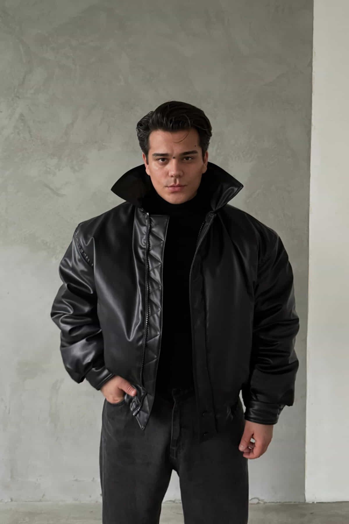 Black Bomber Leather Jacket