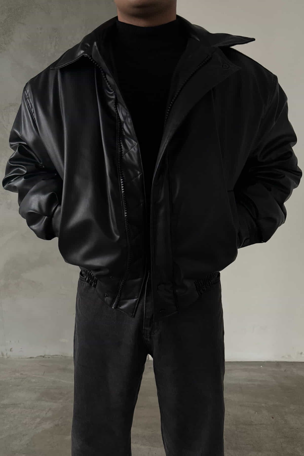 Black Bomber Leather Jacket