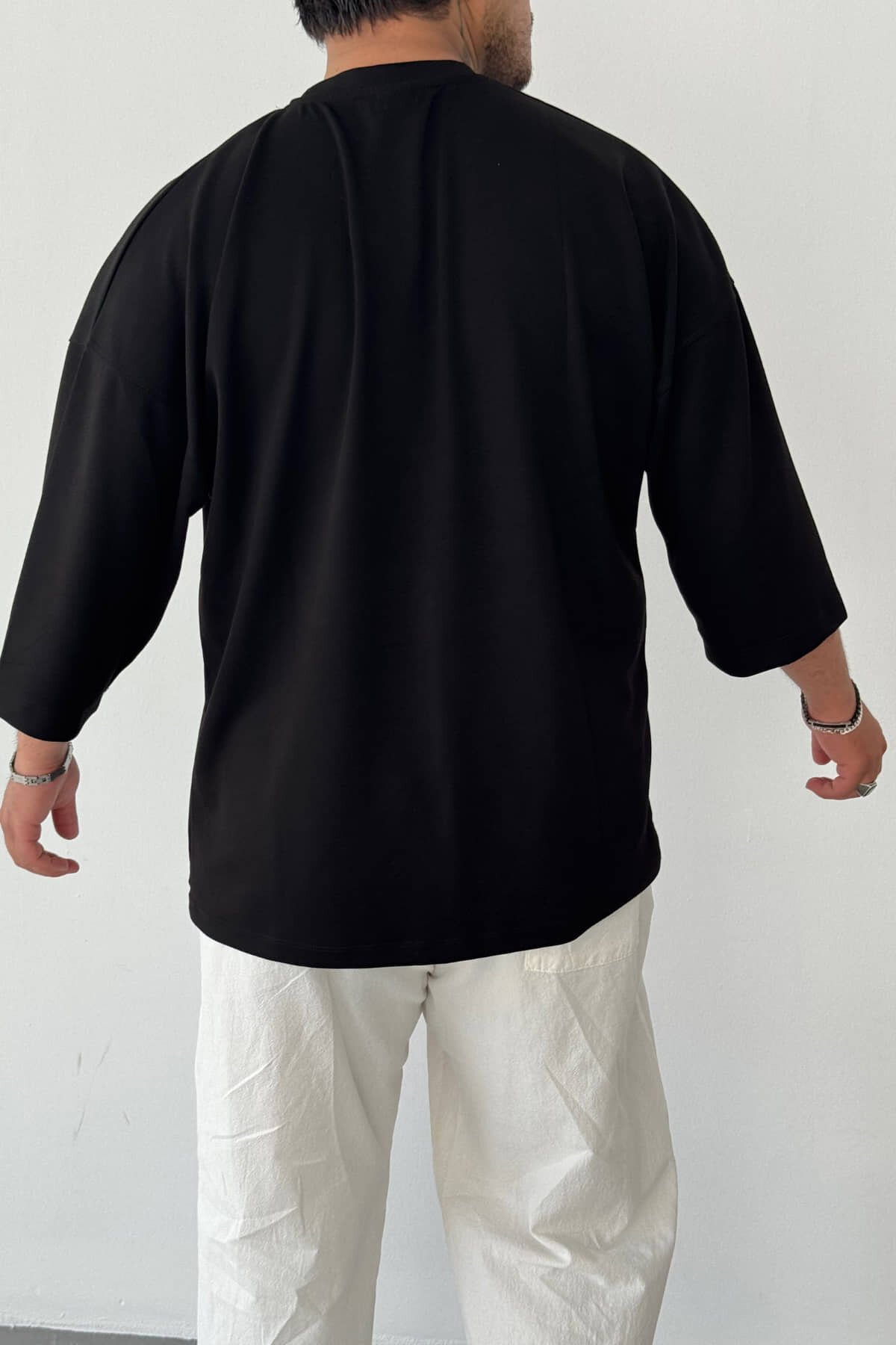 Siyah Oysho Kumaş Fakir Kol T-shirt