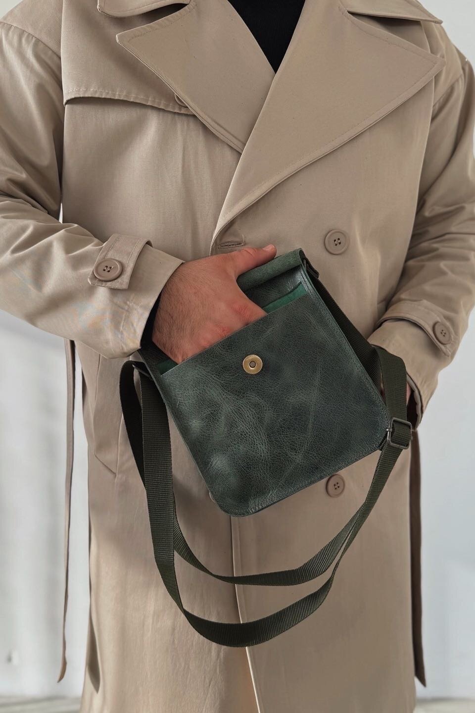 Green Crossbody Messenger Bag