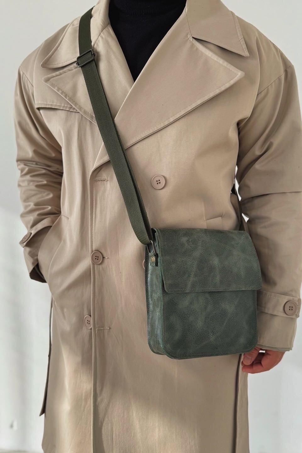 Green Crossbody Messenger Bag