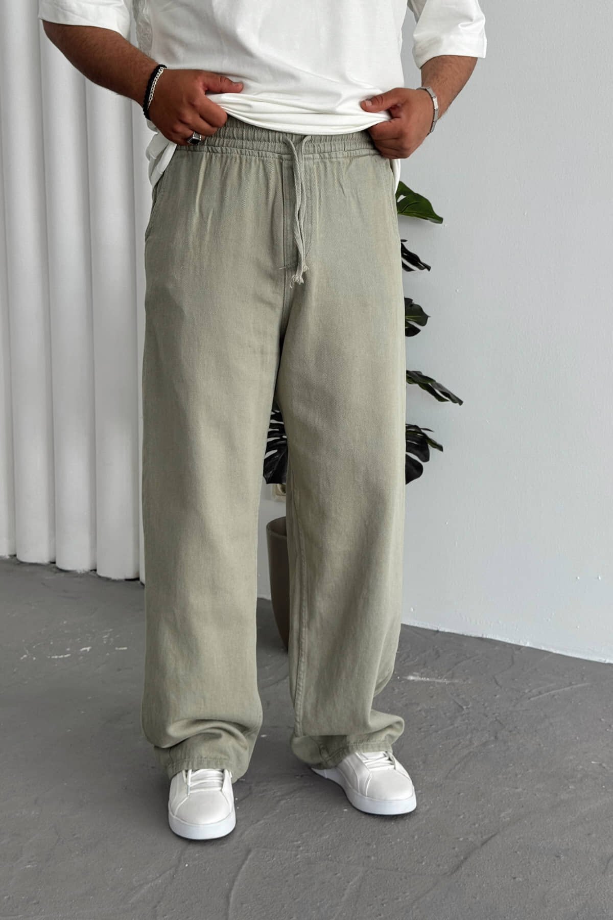 Yeşil Gabardin Baggy Pantolon