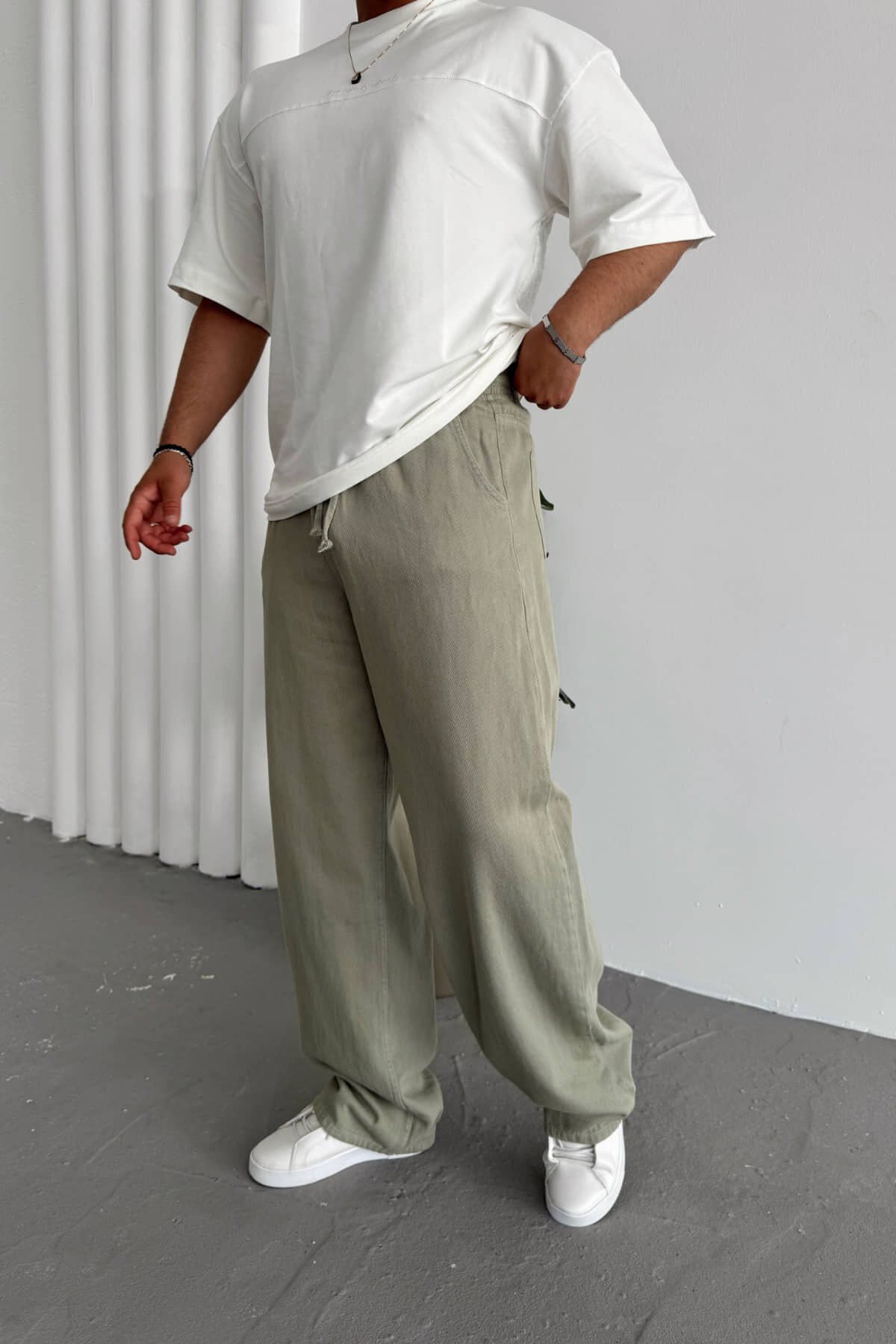 Yeşil Gabardin Baggy Pantolon
