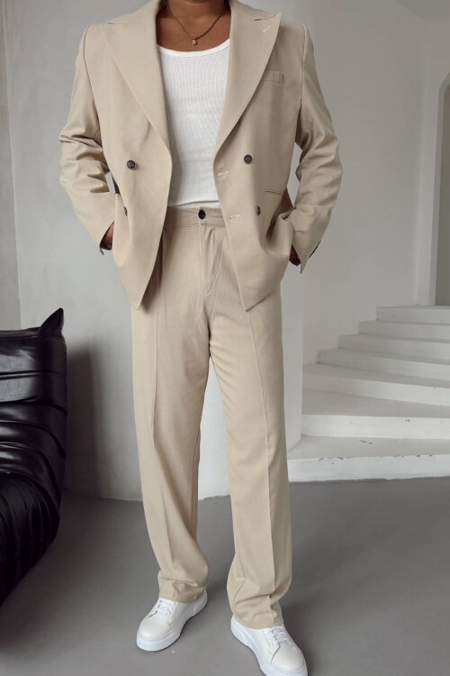 Bej Kruvaze Oversize Takım