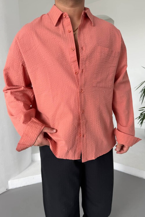 Gofre Kumaş Oversize Gömlek