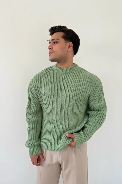 Knit Crew Neck Sweater Green