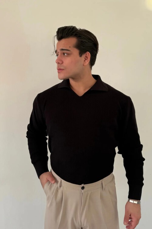 Örme Triko Polo Yaka Siyah