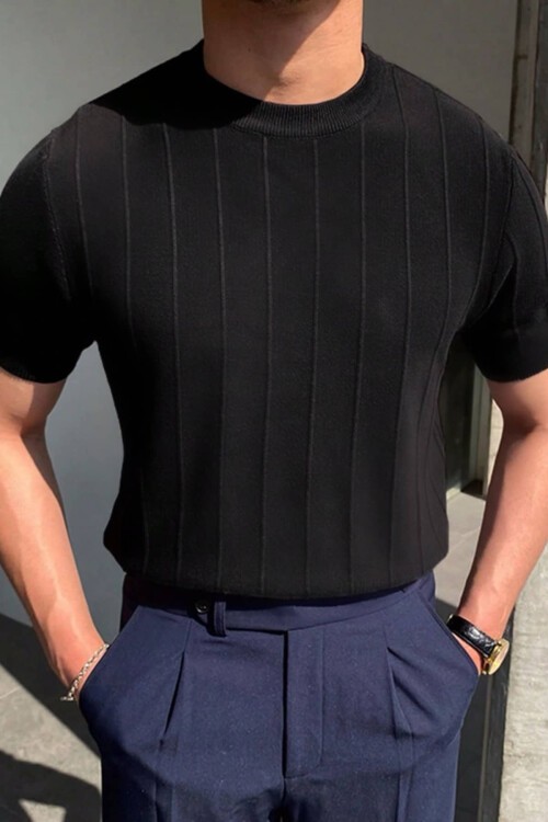 Siyah Çizgili Triko