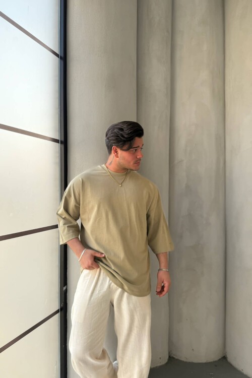 Yeşil Basic Fakir Kol T-Shirt